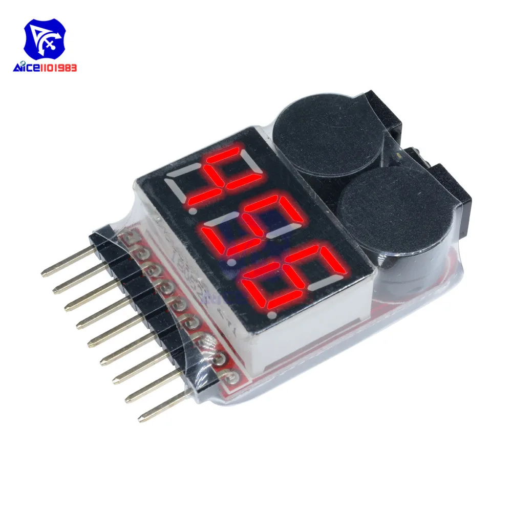 2 в 1 li-ion RC Lipo батарея низкого напряжения сигнал тревоги 1 S-8 S зуммер Индикатор проверки Тестер светодиодный дисплей доска модуль