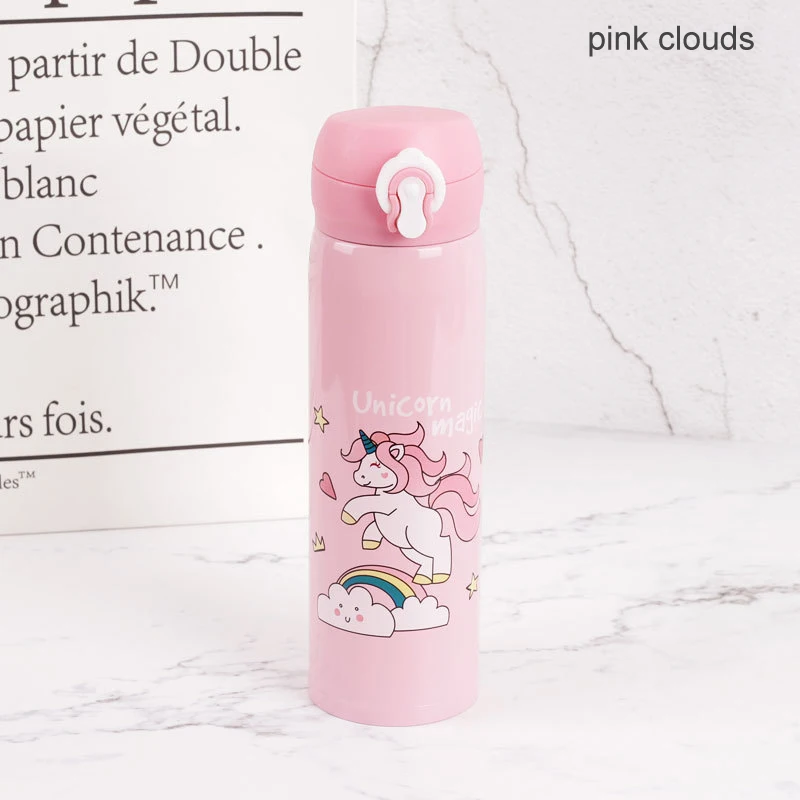 pink clouds Термокружка Из Нержавеющей Стали, Термокружка, Детские термокружки, вечерние термосы, автомобильный термос для кофе, чая, напитков - Цвет: pink clouds