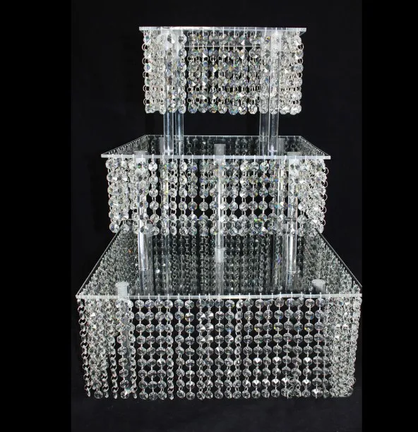 Soporte acr&iacute;lico de cristal para pastel de boda, mesa de postre, soporte para pastel, centro de mesa de boda, soporte para magdalenas de 3 capas-0
