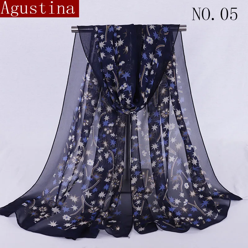 Chiffon scarf Print Soft designer brand ladies scarves shawl wrap luxury long thick high quality women fashion Agustina 2018 |