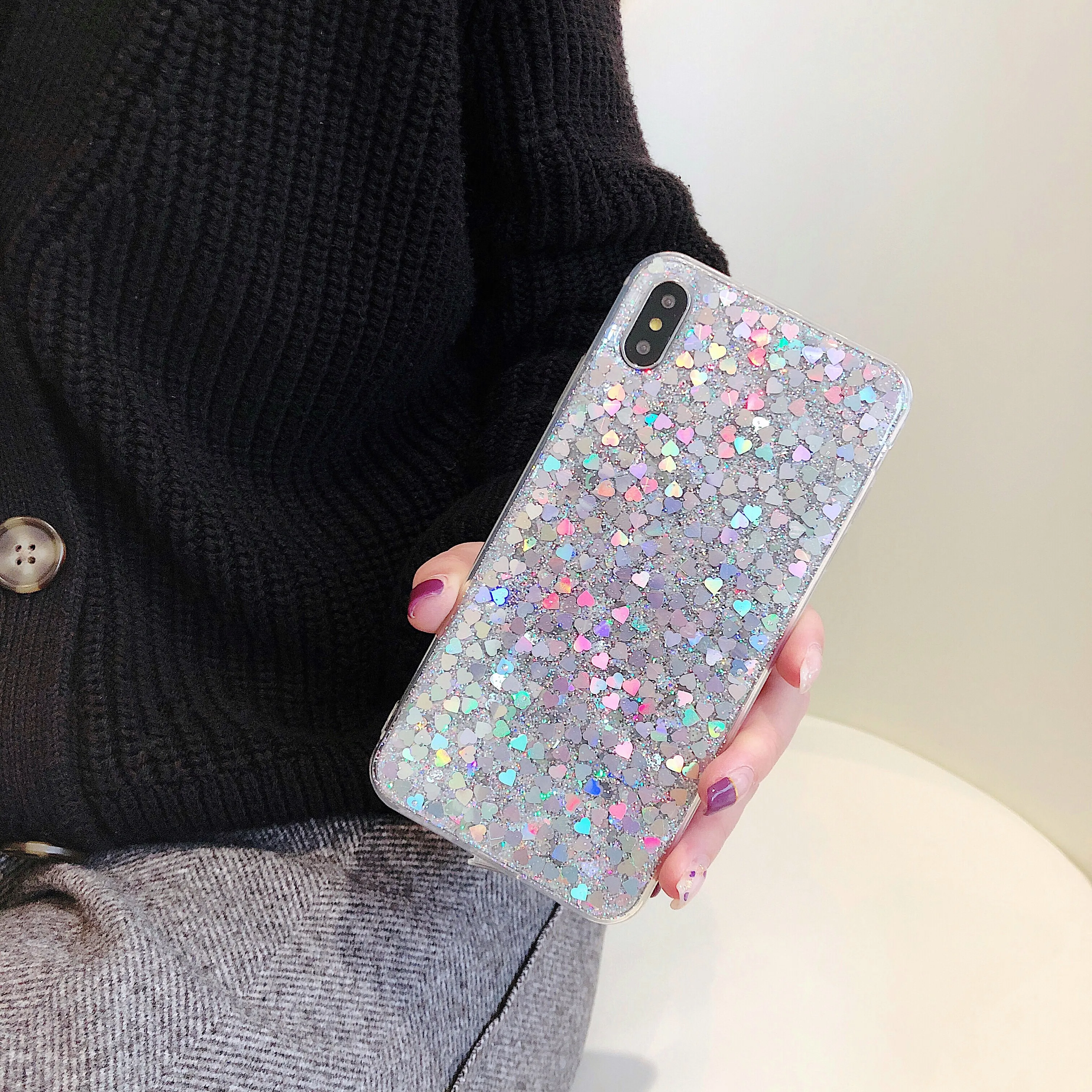 PEIPENG Love Heart чехол для телефона iphone 6 6S 7 8 Plus X XS MAX XR Блестящий силиконовый мягкий |