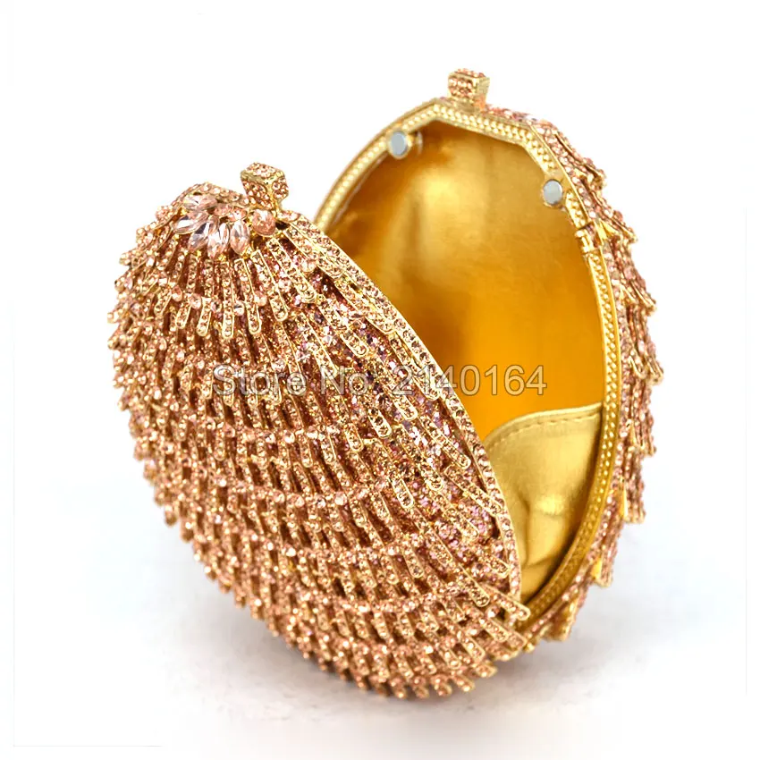 Роскошный блестящий женский клатч цвета шампанского с кристаллами|crystal clutch
