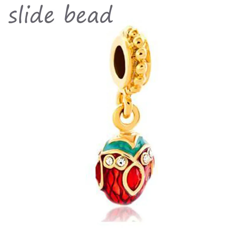 Подходят Pandora Браслеты с подвесками Красный Кристалл Пасхальный Faberge яйцо