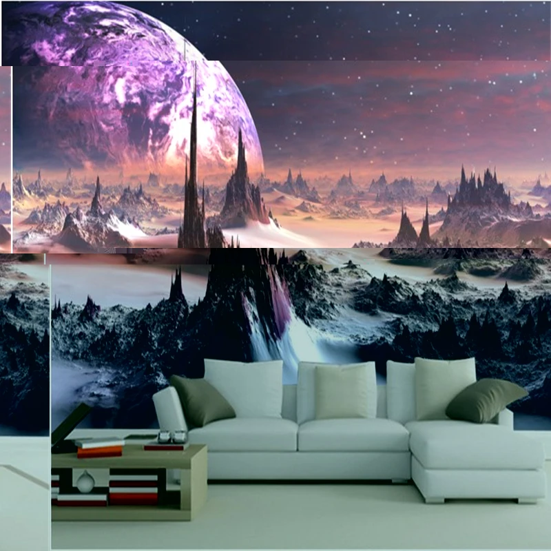 Персонализированные индивидуальные обои 3D dream universe Cosmos горы и реки ТВ диван фон