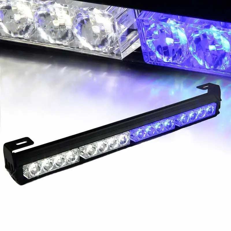 

18" 16 LED 7 Modes Rooftop Traffic Advisor Emergency Warning Vehicle Strobe Light Bar Kit (White/Blue)