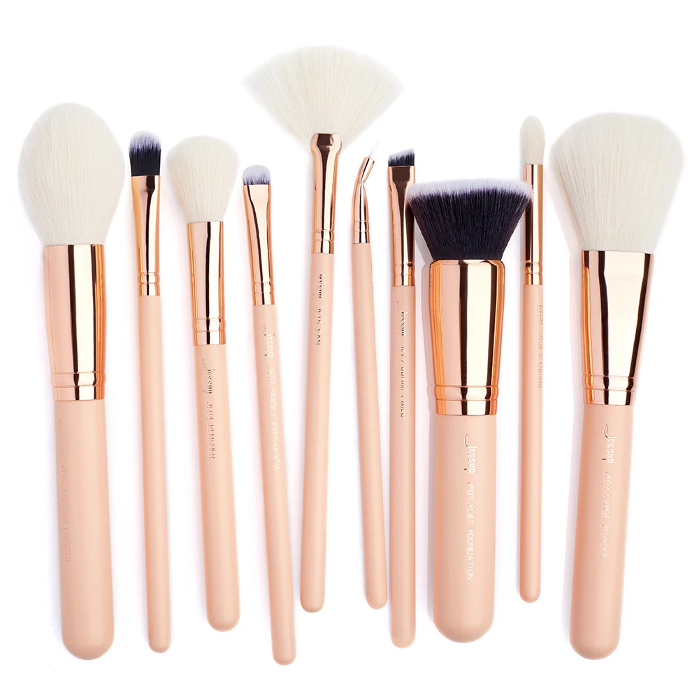 Jessup brushes 10pcs Makeup Brushes Set maquiagem profissional completa Powder Foundation Fan Lip Blending T450 | Красота и здоровье