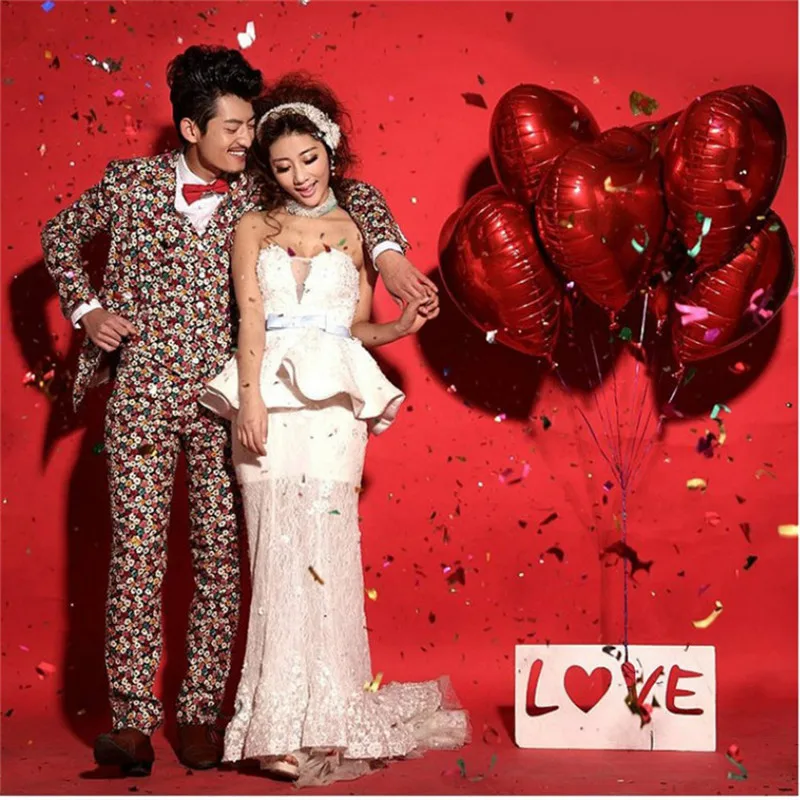 10 шт./лот дюймовые воздушные шары из алюминия большие в форме сердца свадебные