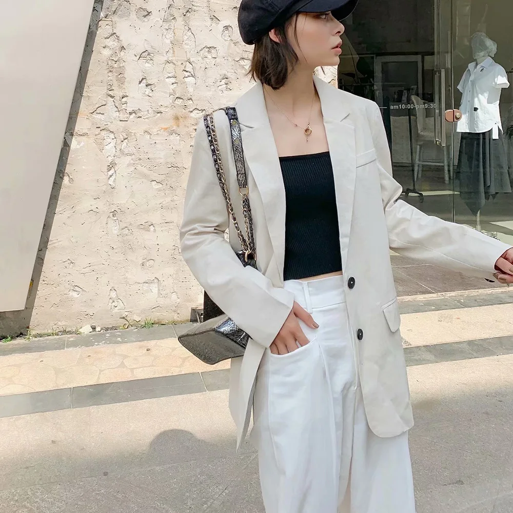 Autumn New Sale Cthink Linen Blazer Women Fashion Long Sleeve Good Quality Beige Suit Coat For Woman Stylish OL Casual Suits