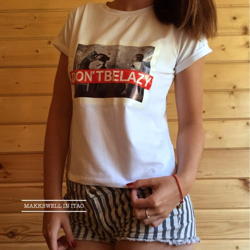 WOTWOY 12 Models Women Print T shirt Cotton Letter Shirt Tops Harajuku 2017 Summer Fashion Tshirt Short Sleeve Tee Shirt| |