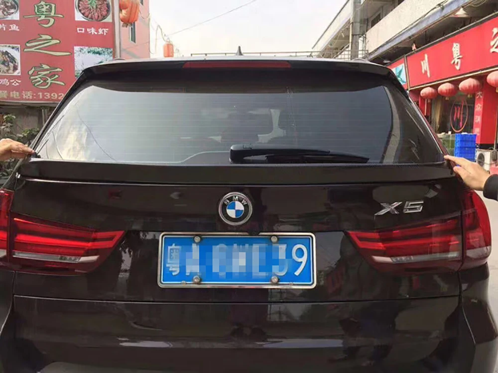 Для BMW F15 X5 2014 2015 2016 2017 2018 углеродное волокно задний спойлер на крышу авто часть
