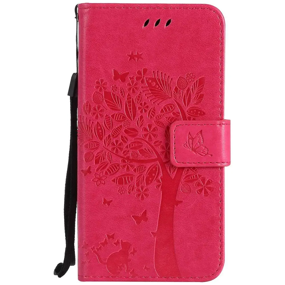 Rose Чехол-книжка с кошкой и деревом из искусственной кожи для samsung Galaxy J1 J2 J3 J5 J7 Prime Ace Pro - Цвет: Rose