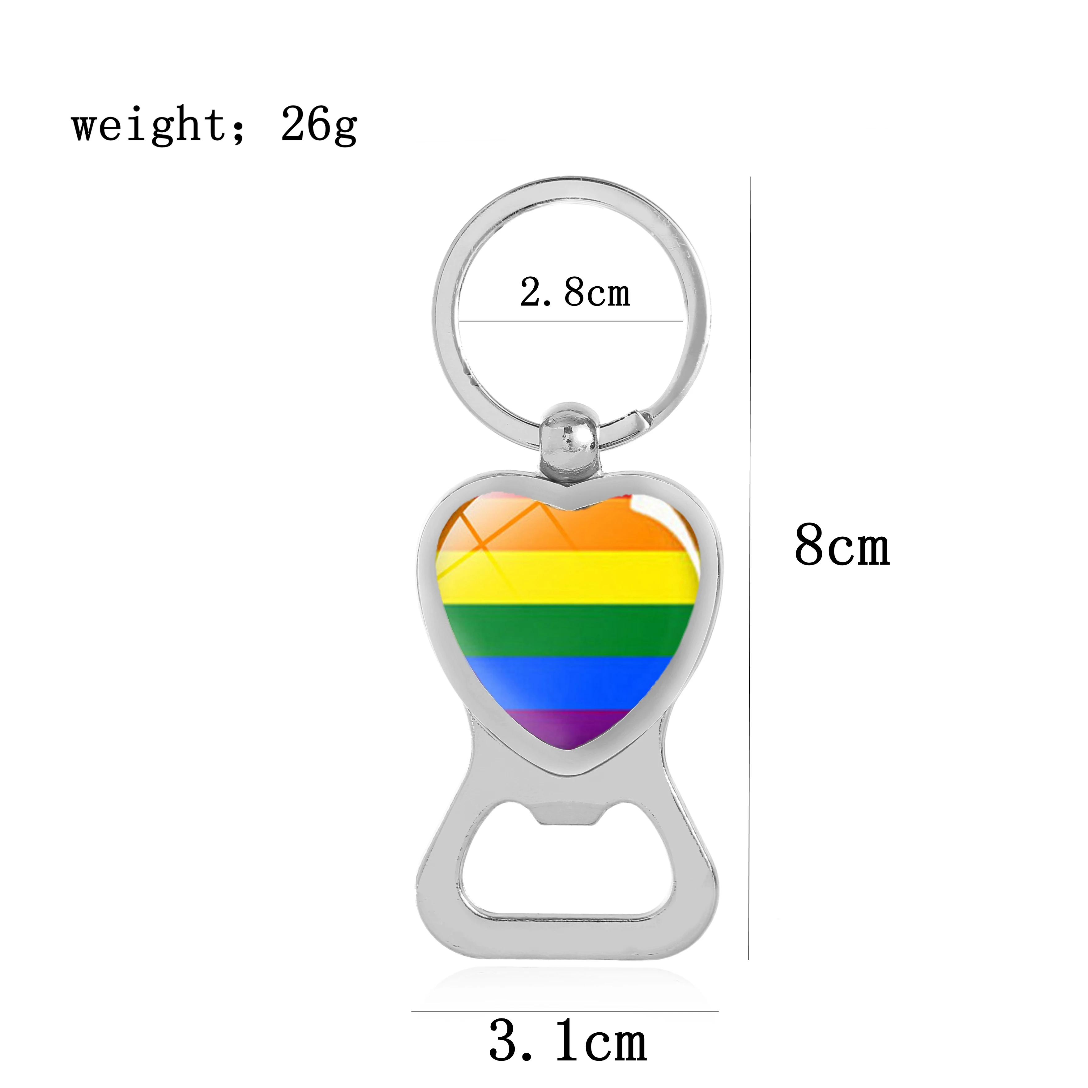 ЛГБТ гордость Радуга ювелирные изделия сердце стеклянные бутылки пива брелки
