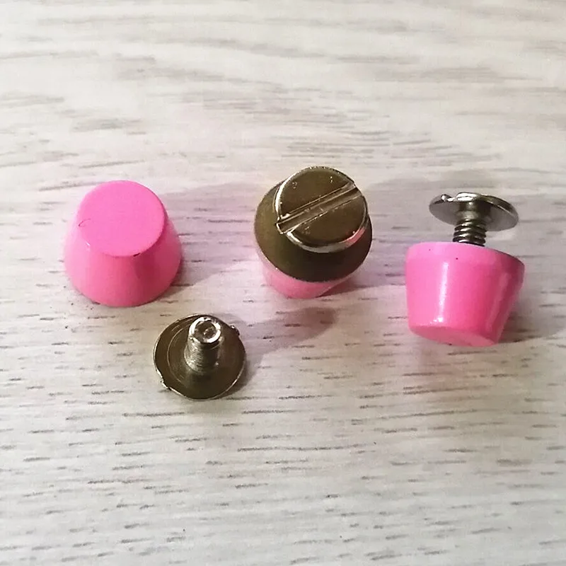 Meat pink XUNZHE 10 шт. ковш заклепки DIY винт с покрытием Медь плоская заклепка Кнопка багаж ножные кожаные винты металлические заклепки для одежды - Цвет: Meat pink