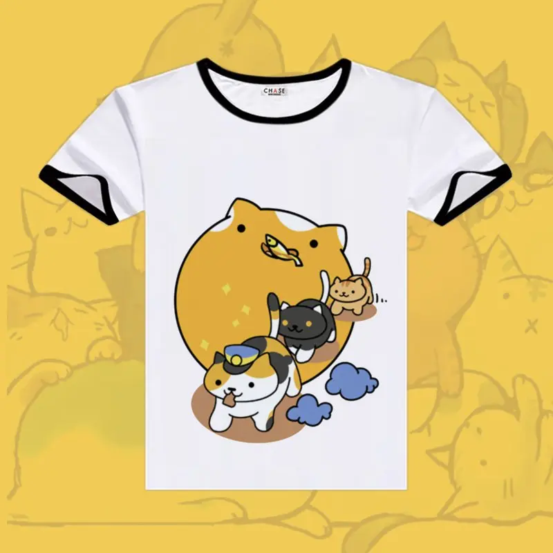 2017 игры Neko Atsume маскарадные футболки черные костюмы с О-образным вырезом и