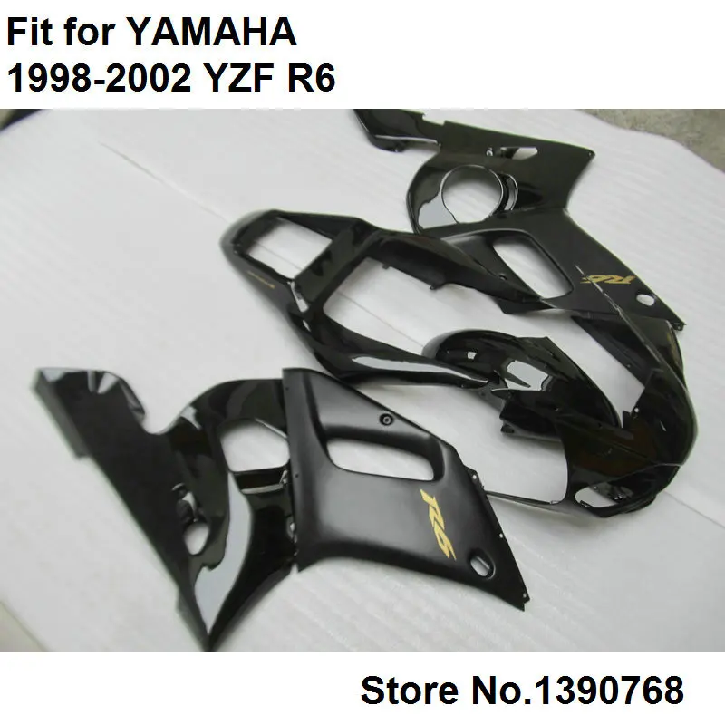 Компрессионное формование кузовов обтекатели для Yamaha матовый черный YZF R6 98 99 00 01 02 обтекателя комплект YZFR6 1998-2002 LV55
