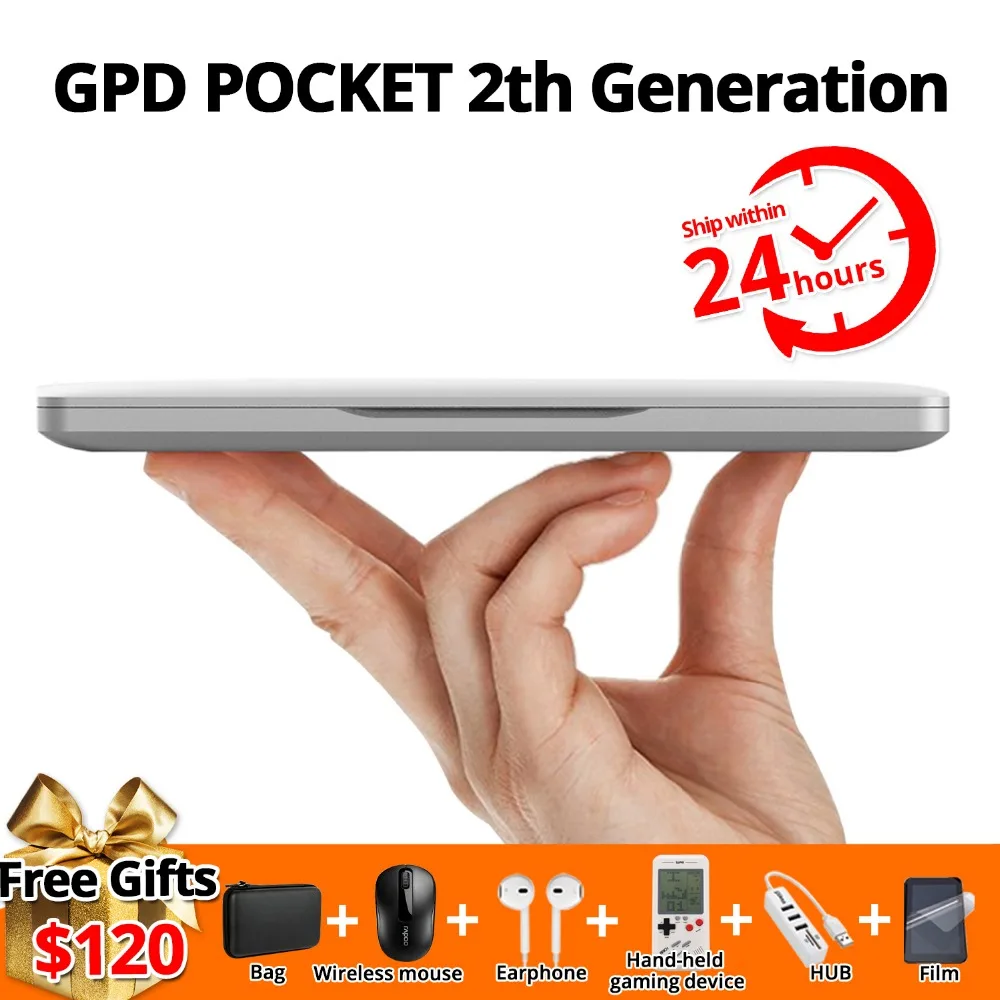 GPD Pocket2 Карманный 2 7 дюймов алюминиевый корпус сенсорный экран ноутбук UMPC Windows 10 система процессор ядро M3-8100Y 8 ГБ/128 ГБ