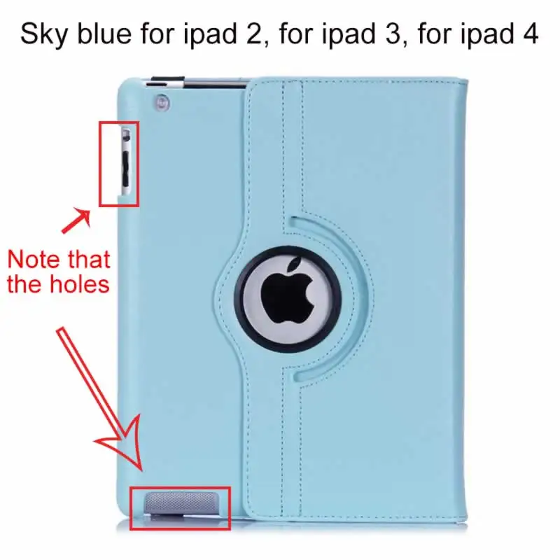 Для iPad 2 iPad 3 iPad 4 чехол 360 Вращающийся Кожаный чехол-подставка для iPad 2/3/4 из искусственной кожи защитный чехол для экрана+ стилус - Цвет: for ipad234 Sky Blue