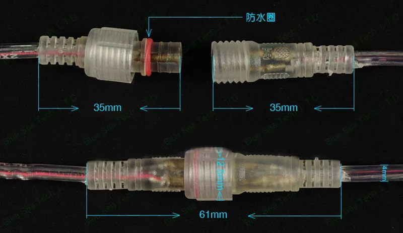 10 pairs 2 pin LED waterproof Connector Male&ampFemale socket plug with 2*15cm cable for Auto boat LCD ect.transparent | Обустройство