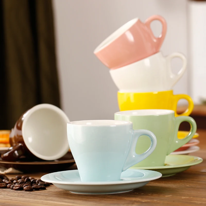 280 мл красочные Толстые тела тюльпан керамическая латте чашка и блюдце для WLAC