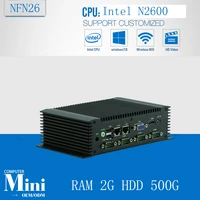 atom n2600 dual core digital signage mini computer box pc dual ethernet fanless pc industrial computer with ram 2g hdd 500g