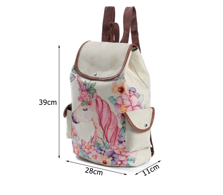 Школьный рюкзак с единорогом, милый рюкзак Mochila Feminina, модный рюкзак с кулиской, рюкзак с принтом Kawaii, школьный рюкзак для девочек
