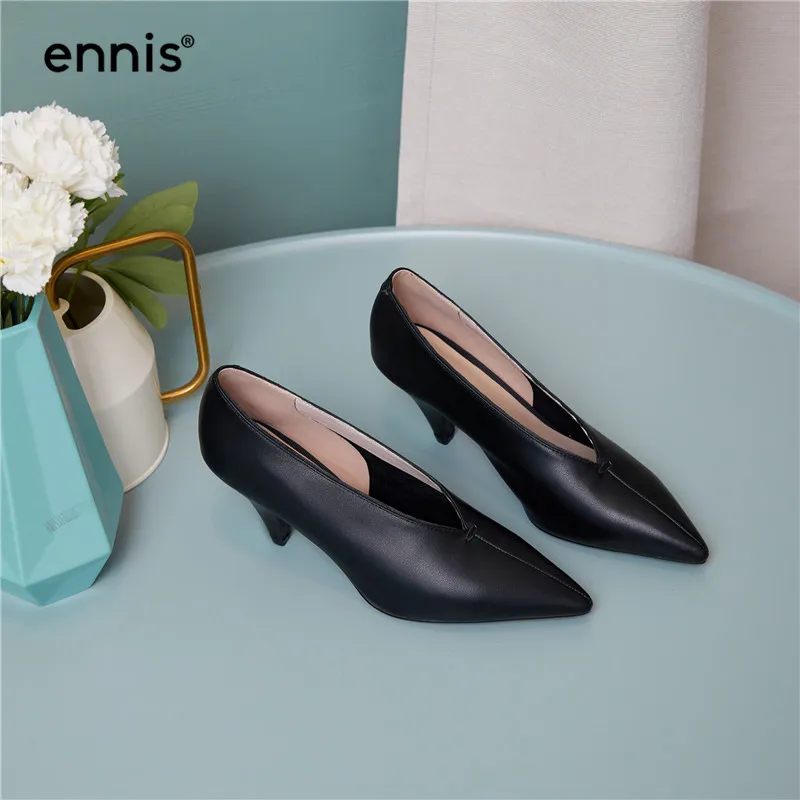 ENNIS/ г., туфли-лодочки на высоком каблуке-шпильке женская обувь Туфли-лодочки из натуральной кожи женские неглубокие повседневные туфли модные демисезонные Туфли на каблуке, P947