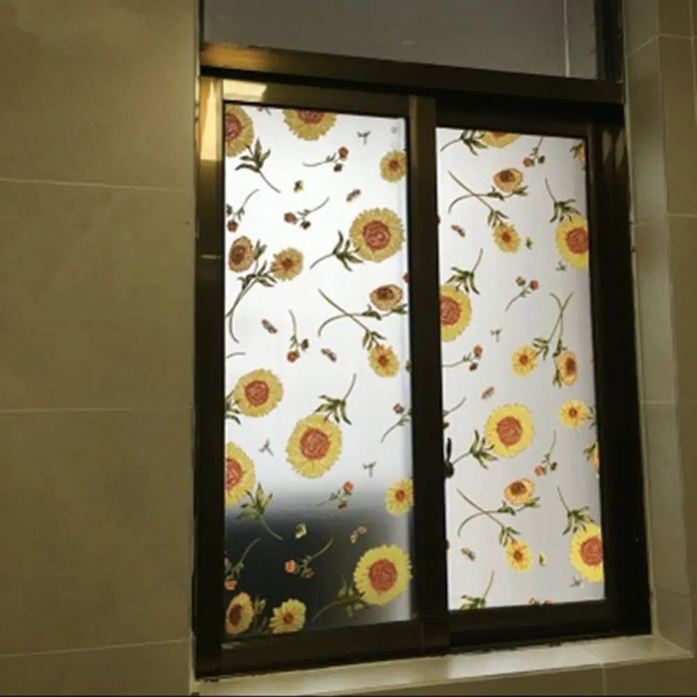 122cm*50cm Flower Decorative Window Film Home Office Decor With Glue Privacy Glass Sticker PET 48''x20'' | Дом и сад
