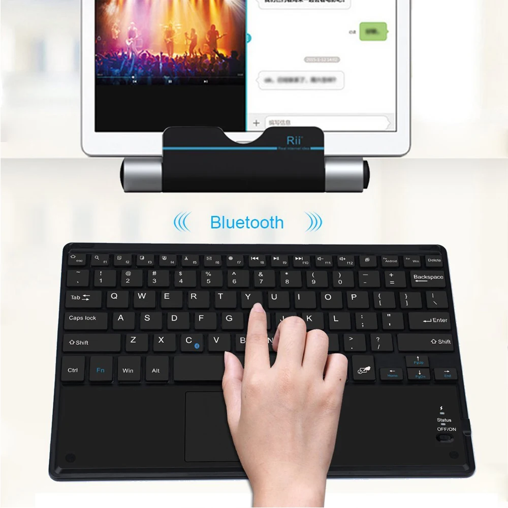 AVATTO Ultra-slim Rechargeable Wireless Bluetooth Mini Keyboard with Built-in Multi-touchpad Function For Android Windows Tablet |