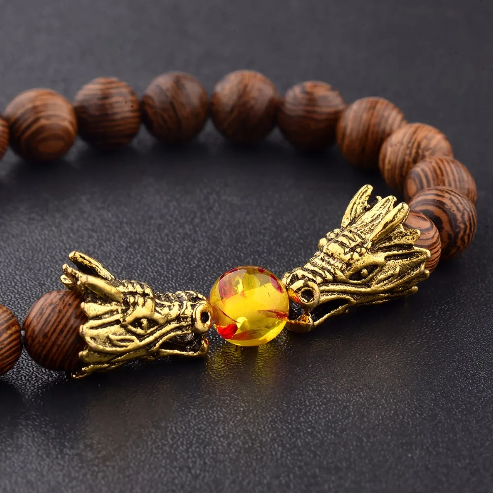 Женский браслет из золотистого и серебристого дракона|bead bracelet|wooden bead braceletbracelet women