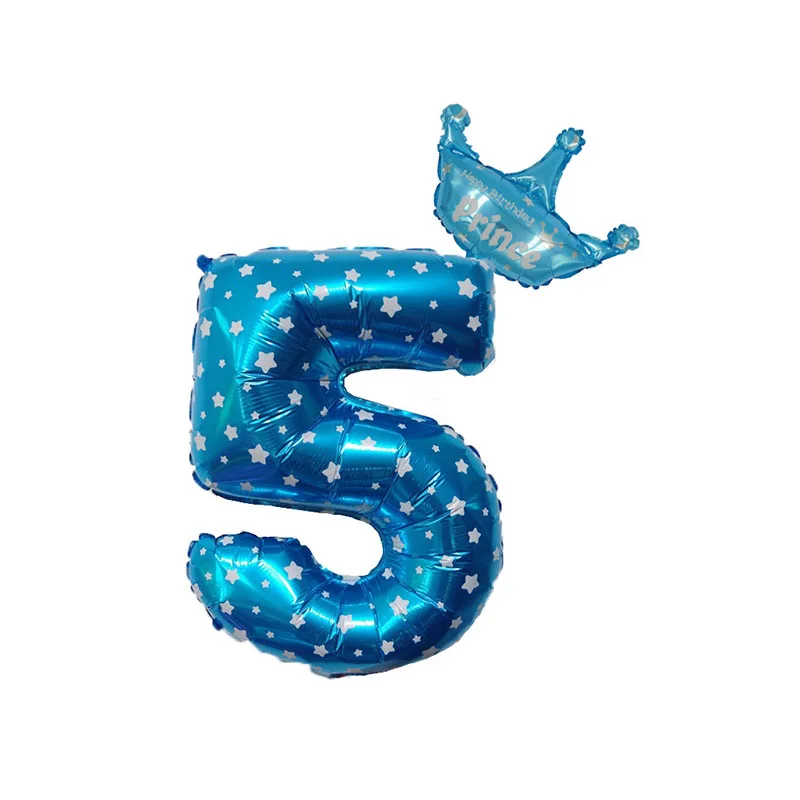 blue Number 5 32 дюймов Корона из розового золота номер фольги воздушные шары с днем рождения украшения дети цифра воздушные шары фигура шар Свадебный декор - Цвет: blue Number 5