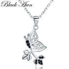Женское романтическое ожерелье с бабочкой и кулонами черного цвета Awn, из стерлингового серебра 925 пробы, K044