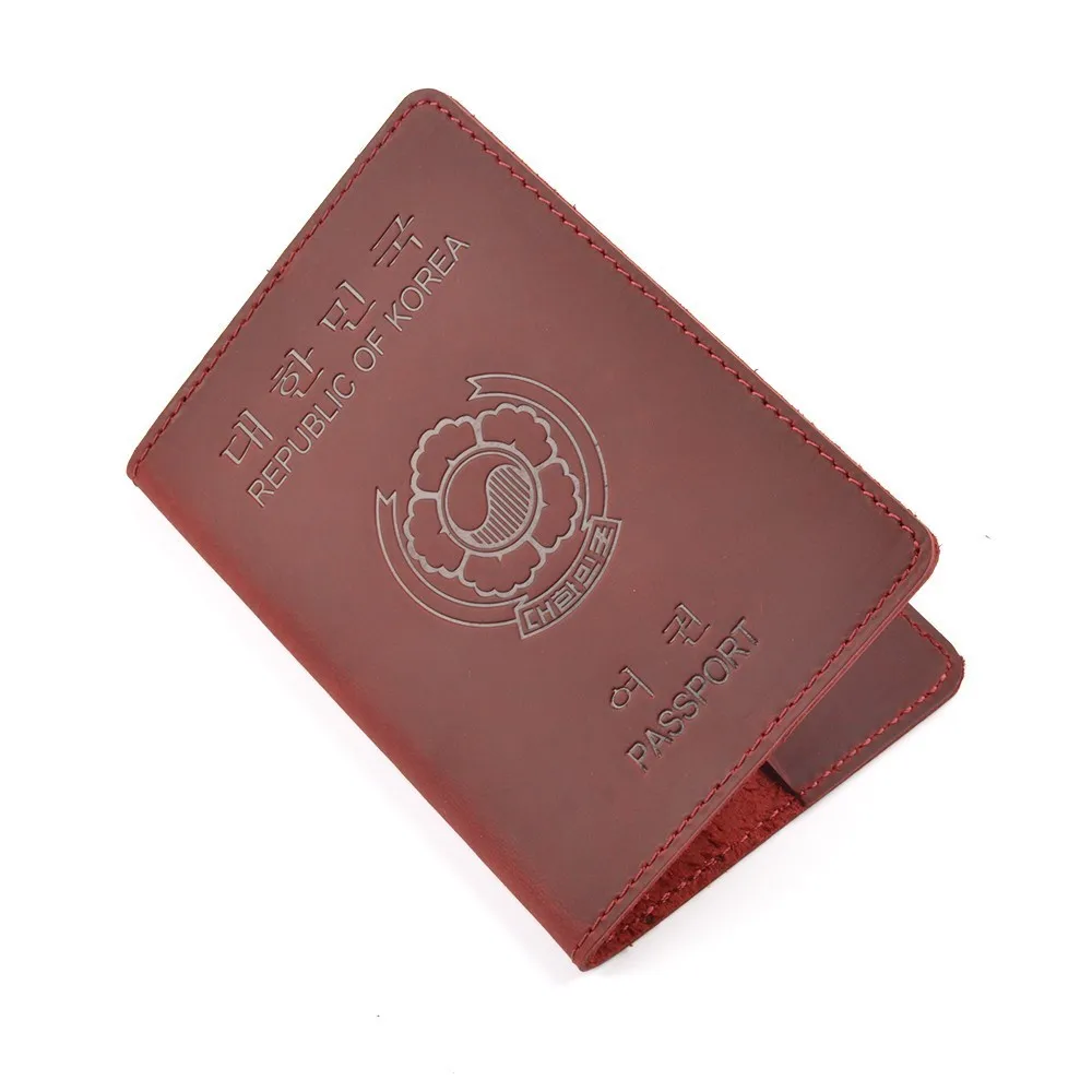 Red Республика Корея, натуральная кожа, Обложка для паспорта, Южная Корея, кредитный держатель для карт, голландский чехол для паспорта, кошелек для путешествий - Цвет: Red