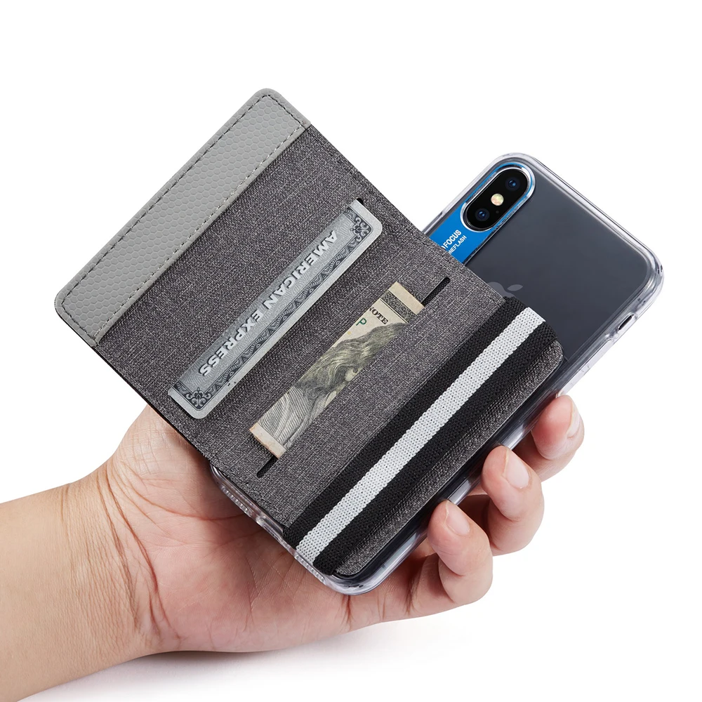 Холщовый кожаный держатель для карт наклейка для iPhone 11 Pro X XR XS Max 6 6S 7 8 Plus samsung Note 10 S10 S9 A50 A70 чехол для телефона подставки
