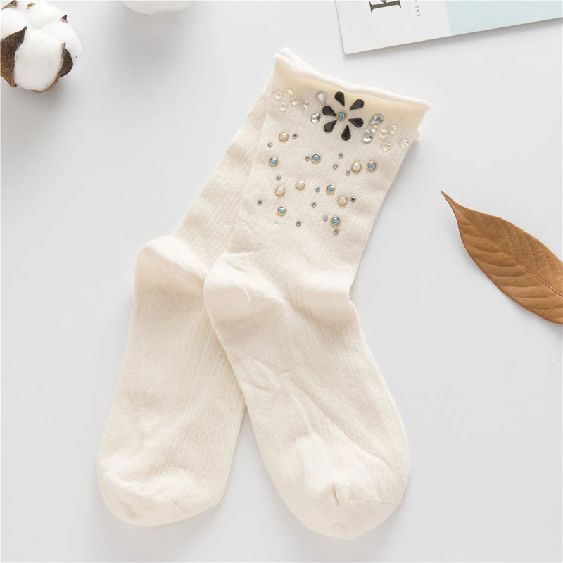 

[EIOISAPRA] Japanese Color Sequins Novelty Funny Socks Women Crew Cotton Ankle Socks In Tube Cutting Sox Female Mujer Girls