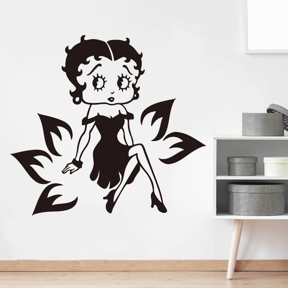 Настенная наклейка для ноутбука Бетти боп Женская Цветочная настенная Виниловая