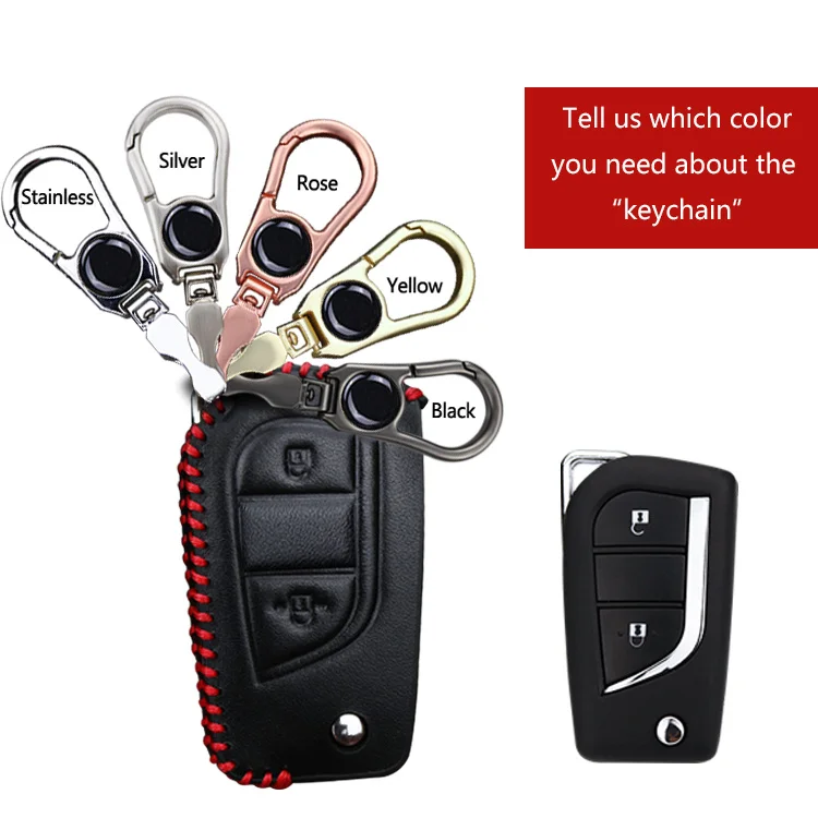 2 Button Red Новинка! Натуральная кожа автомобиля смарт-брелок для ключей чехол для Toyota Avensis Corolla Rav4 Prius Camry Vitz для Toyota Previa RAV ключ цепочка с ракушкой - Название цвета: 2 Button Red