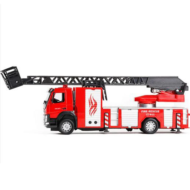 1:50 Alloy Ladder Truck Fire Engineering Vehicle Simulation Sound and Light Child Toy Free Shipping Birth Gift |