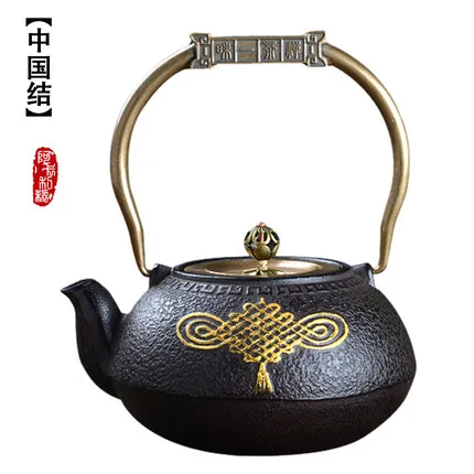 

1200ml Genuine Chinese Knot Cast iron Pot Handmade Japan Southern Cast Iron Pot Health iron Tea Pot Boiled Water Iron Tea Kettle