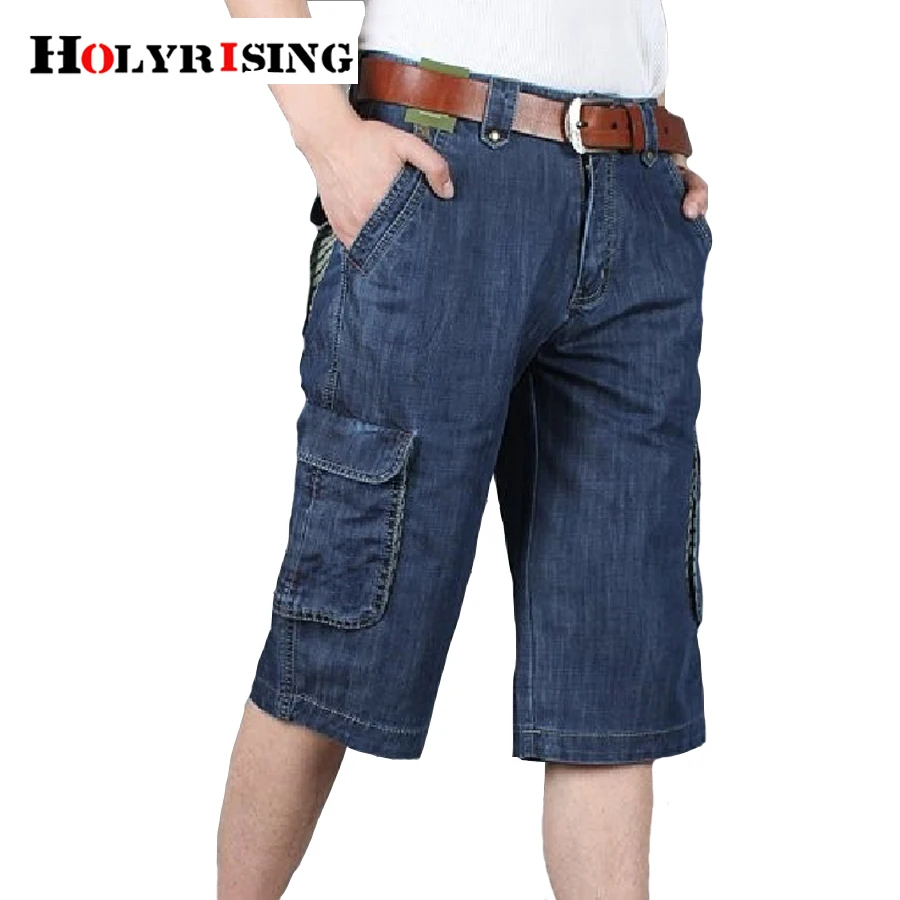 Мужские джинсовые шорты повседневные из денима с несколькими карманами большой
