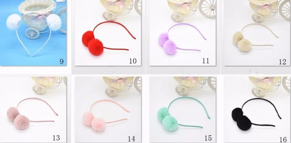 Дети шар помпон обруч для волос Hairband аксессуары девушки кошачьи уши помпонами