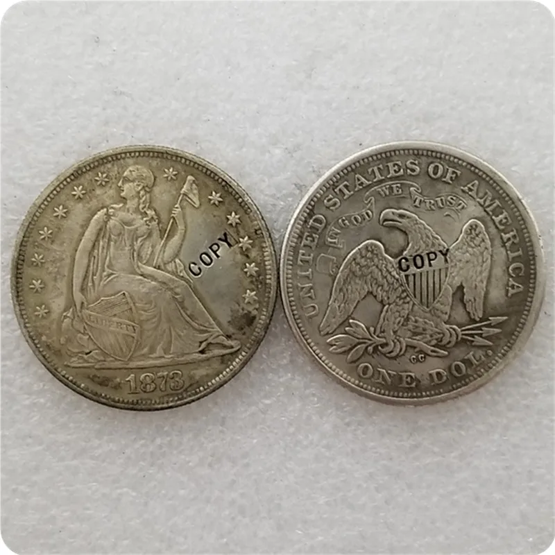 Античное серебро США 1870 1873 дюйма Seated Liberty 1 Фотогалерея монет копия искусственных