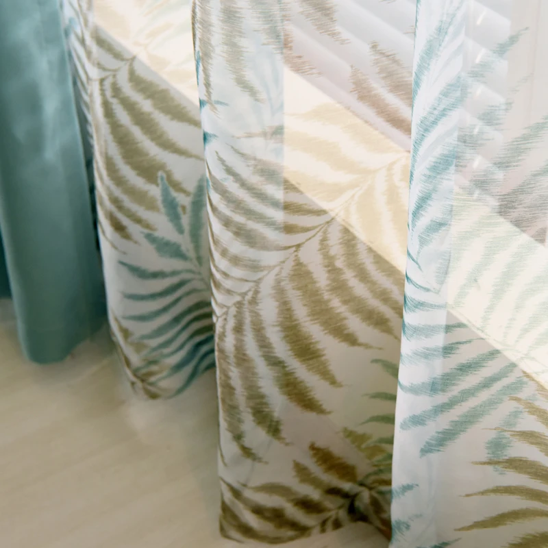 NAPEARL занавески в стиле кантри толстые зеленый синий узорные для спальни жалюзи