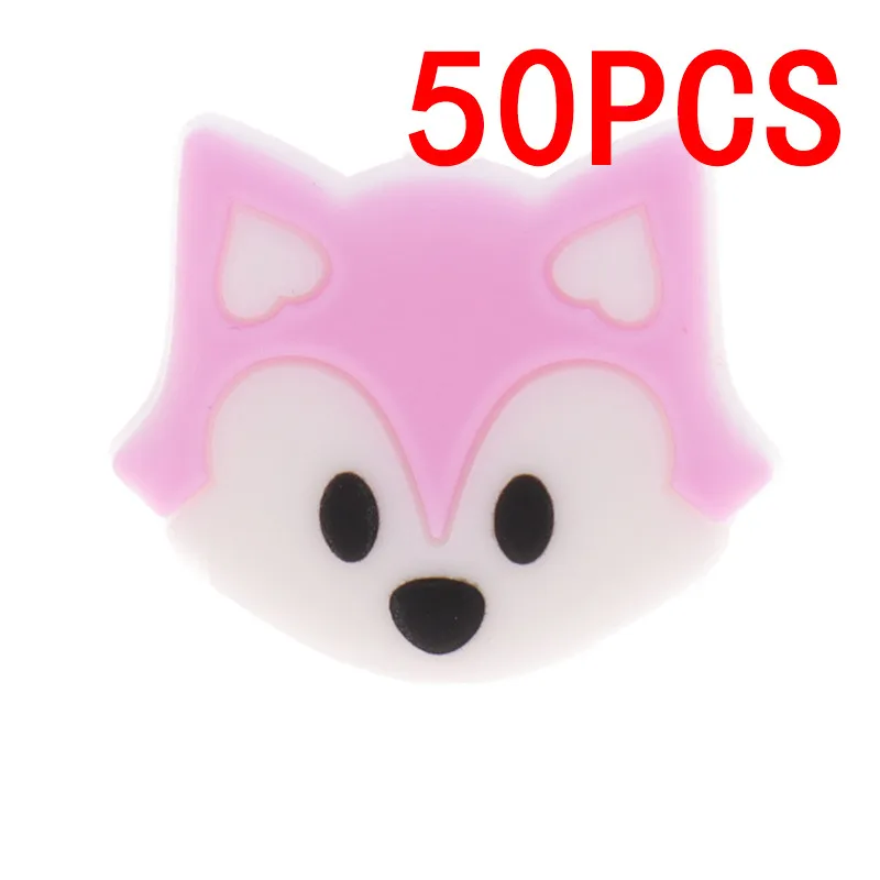 Foxpink 50 шт Единорог жемчужные бусы силиконовые бусины-прорезыватели игрушки ребенок Diy животного грызунов комплект Еда Класс силиконовый Прорезыватель для зубов шарик-грызунок силиконовые бусины - Цвет: Foxpink