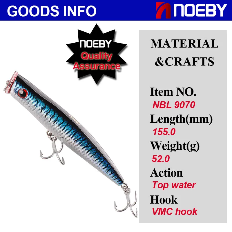 NOEBY Поппер для рыбалки наживка NBL9070 155mm/52 г Топ воды Leurre Dur Peche Франция Pesca искусственная, жесткая, для рыбалки приманки