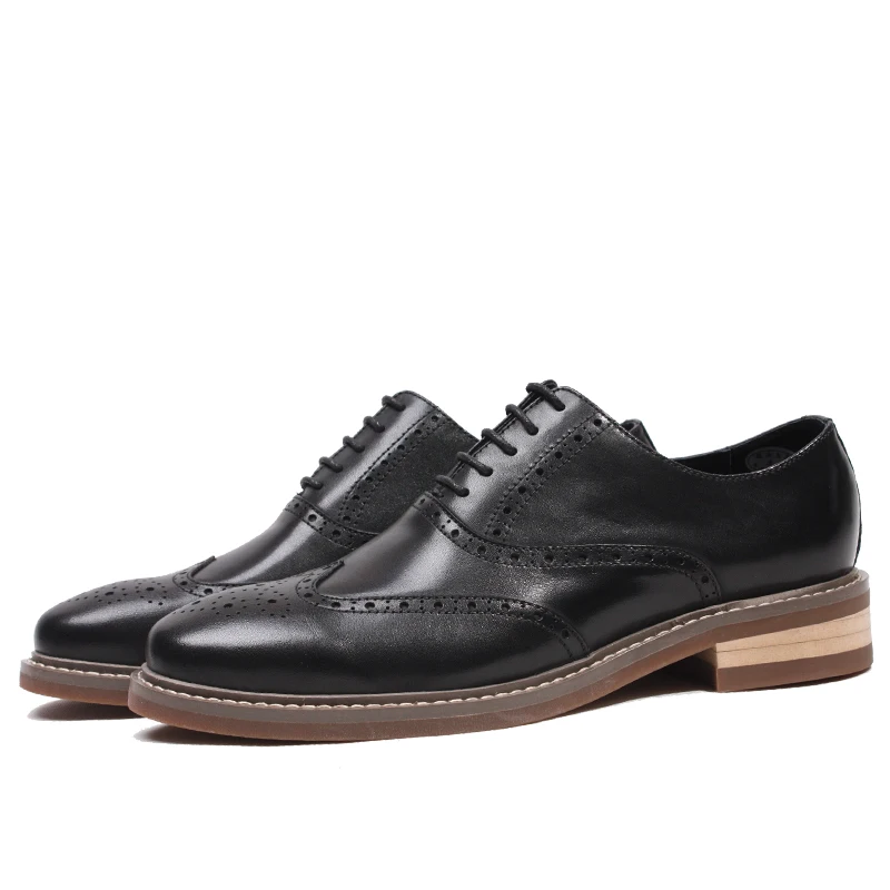 Мужские туфли-броги на плоской подошве ручной работы Формальные Деловые туфли из