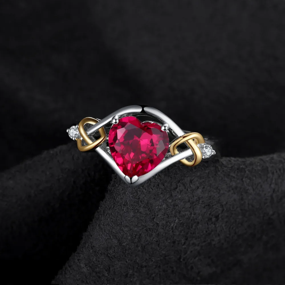 Jewelrypalace Любовь Узел Сердце 2.5ct создан красный рубин Обручение кольцо