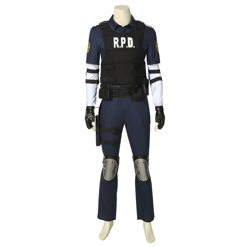 Игра BIOHAZARD:RE 2 Leon Scott Kennedy костюм для косплея темно синяя футболка штаны