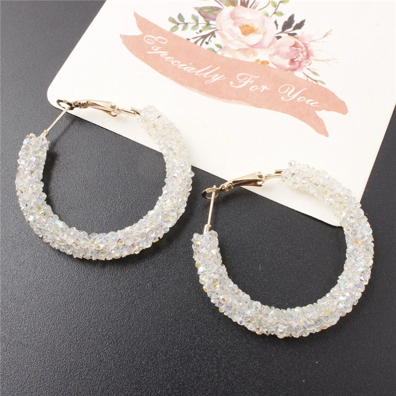 НОВЫЕ геометрические серьги круглые Австрийские хрустальные стразы большие