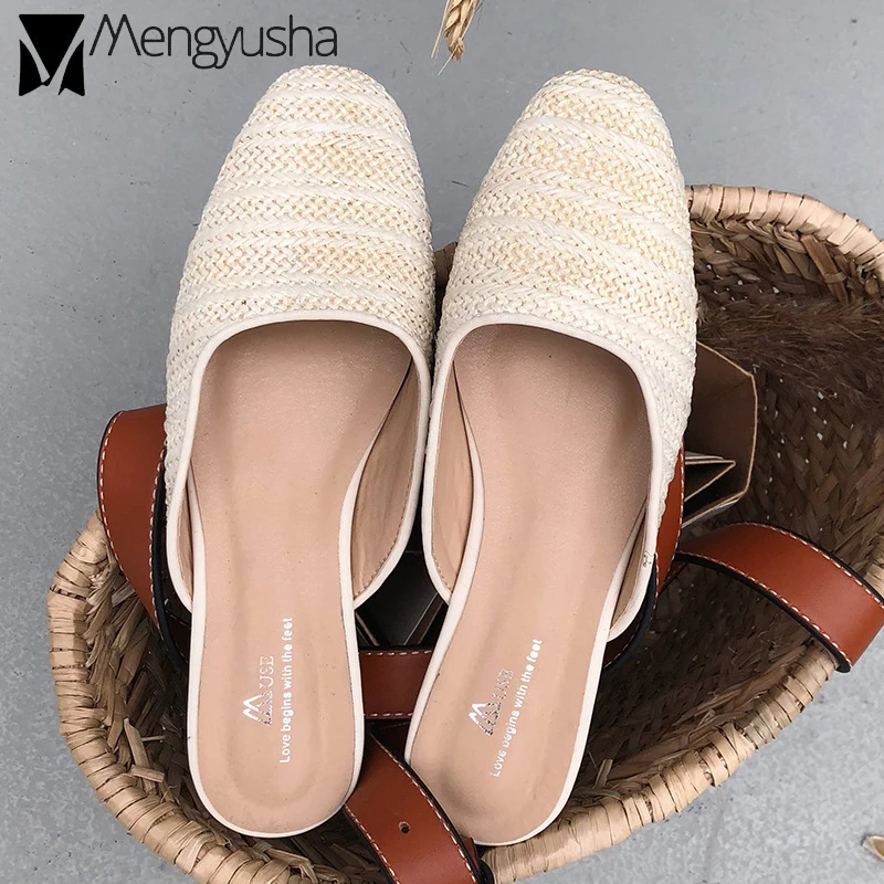 Modis pantufla/женские удобные шлепанцы без задника с круглым носком на плоской подошве