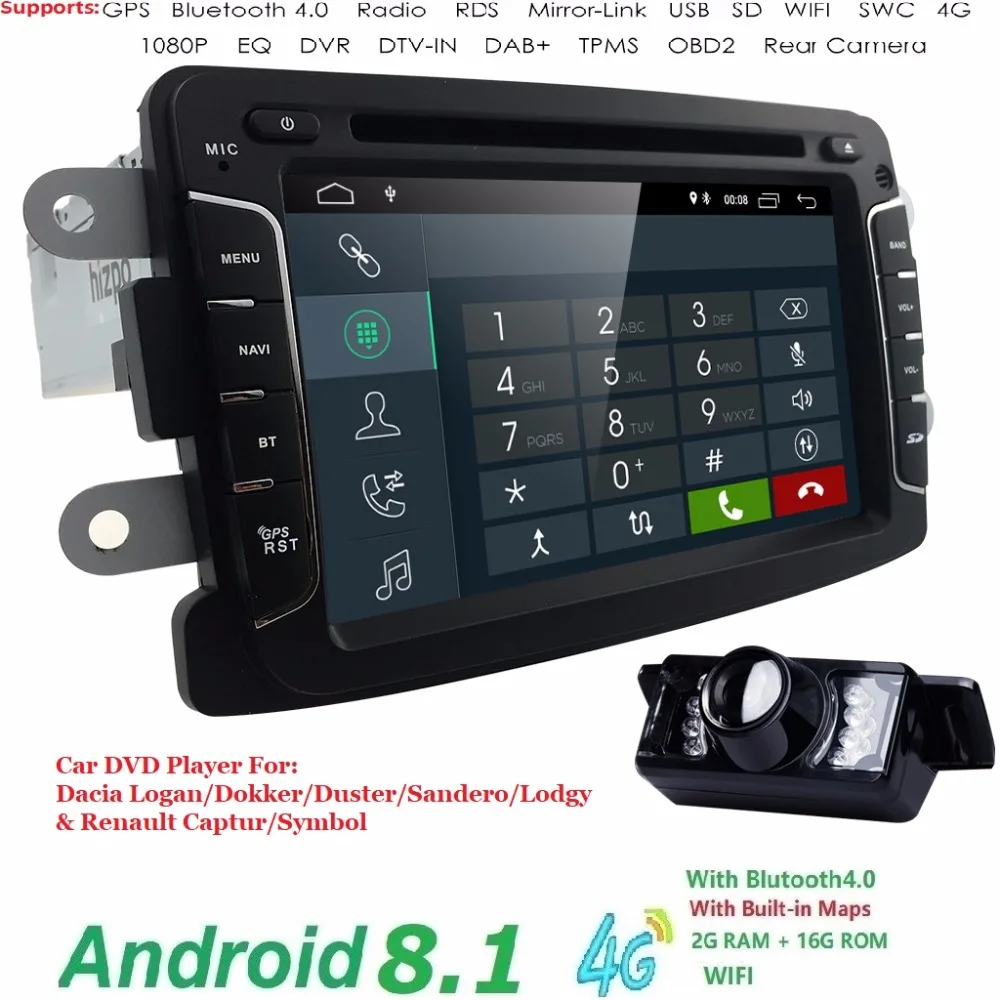 Четырехъядерный чистый Android8.1 gps навигационное радио для RENAULT Dacia Renault Duster Logan Sandero